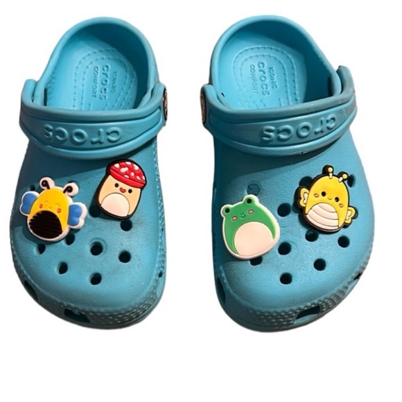 CROCS Other - CROCS With New Squishmallows Shoe Charms Little Girl Size 8 Teal Blue.       O